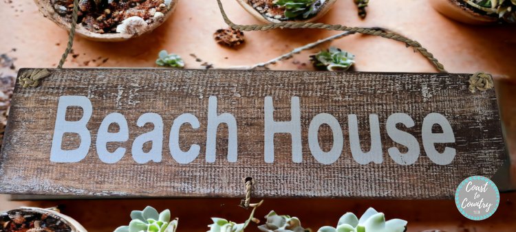 Coastal 'BEACH HOUSE' Starfish Rustic Wooden Sign