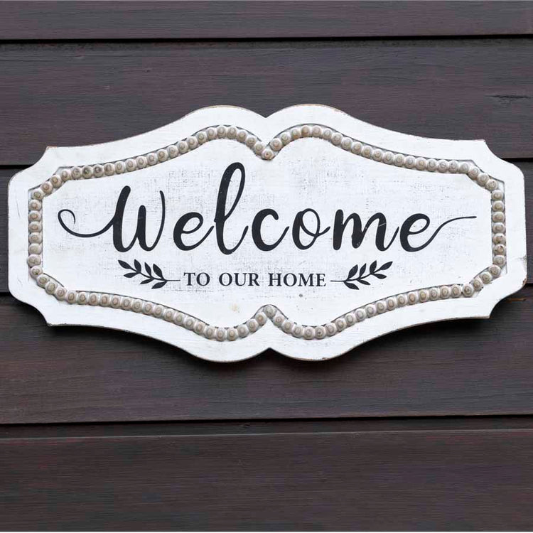 Hamptons French 'WELCOME' Distressed Sign 48cm long