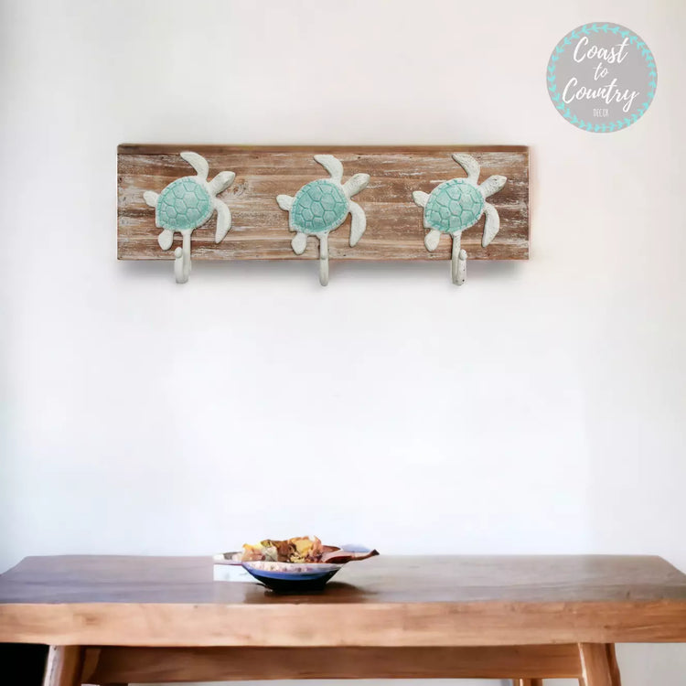Sea Turtle 3 Hook Wall Hanger