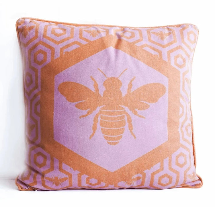 French Queen Bee Accent Cushion 45cm + Insert. Blue or Pink