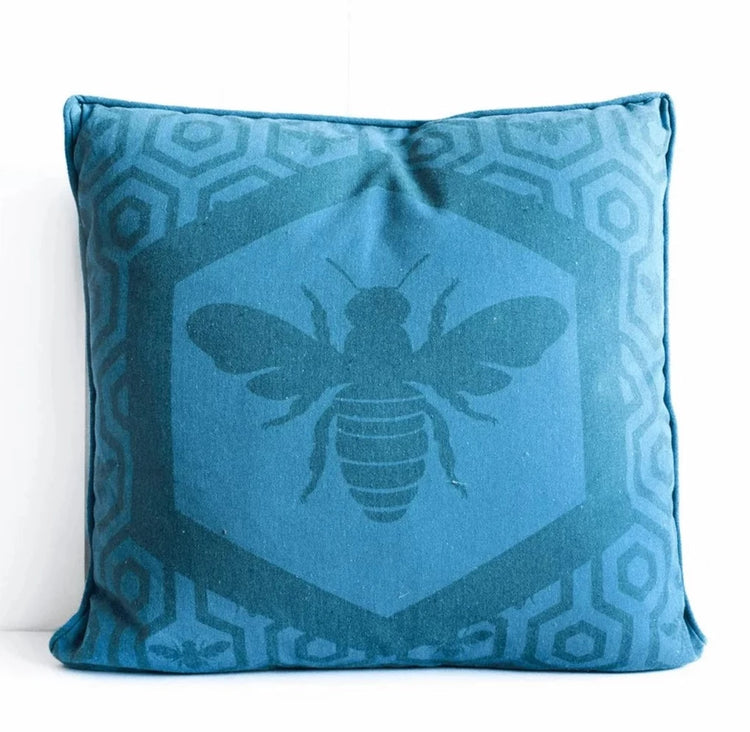 French Queen Bee Accent Cushion 45cm + Insert. Blue or Pink