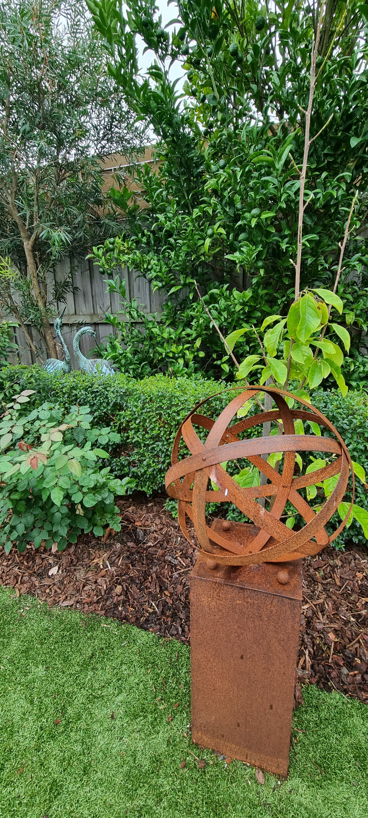 Rustic Metal Ball Orb Spheres - Rusty Garden Art Sculpture