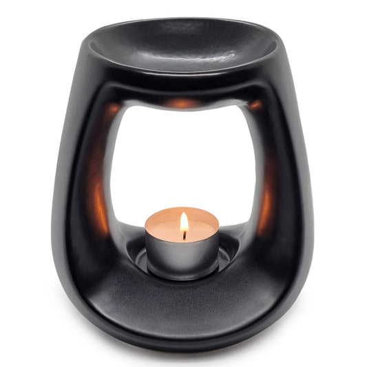 Ceramic Oil Burner - Black 14.5cm
