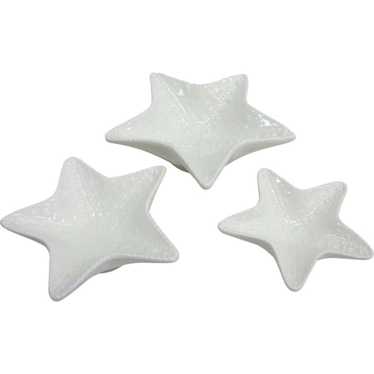 Coastal Ceramic Starfish Glazed Trinket Tray Bowls