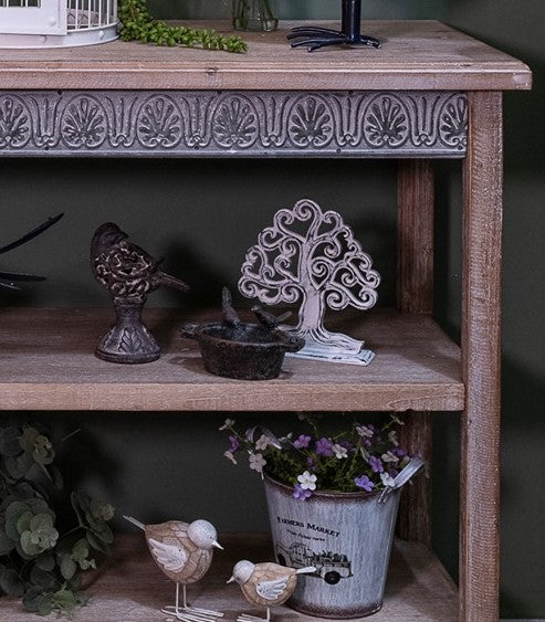 Hand Crafted White Tree of Life Wooden Table Topper 27cm Boho