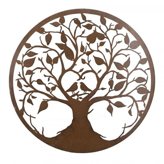 Rustic 50cm Tree of Life & Birds Metal Wall Art