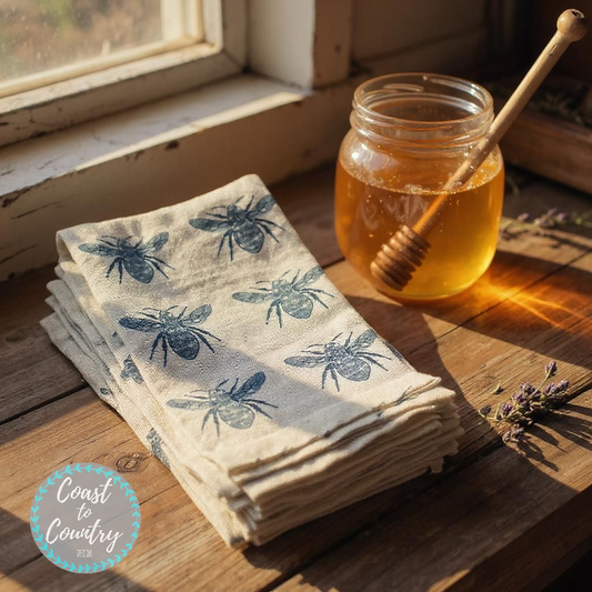 Abbey Bee napkins cotton s/4 Raine and Humble honey bee table kitchen