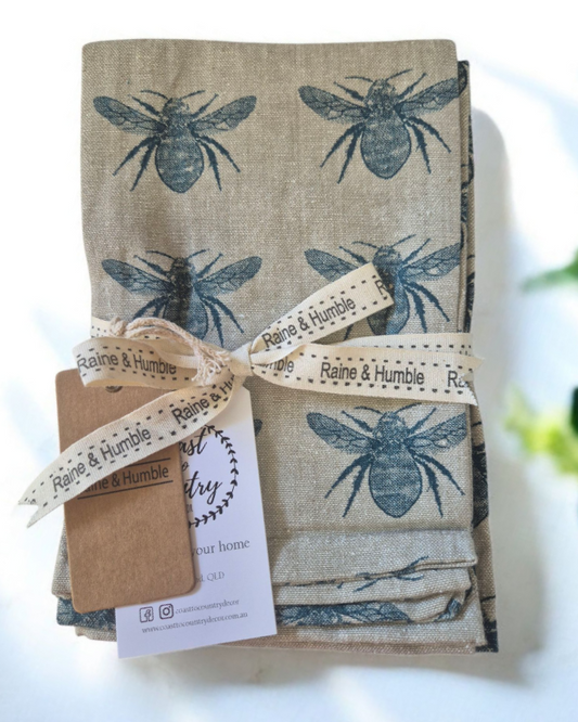 Abbey Bee napkins cotton s/4 Raine and Humble honey bee table kitchen