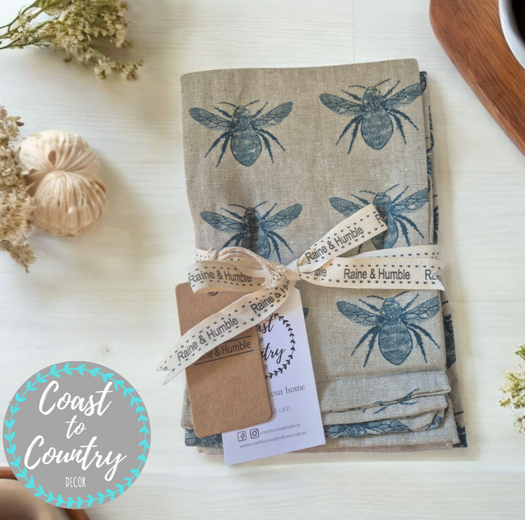 Abbey Bee napkins cotton s/4 Raine and Humble honey bee table kitchen