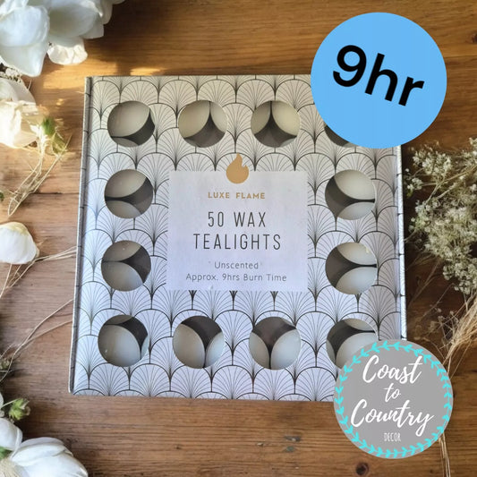 Tealight candles bulk 25/50/100 pack - 4/9hr burn time