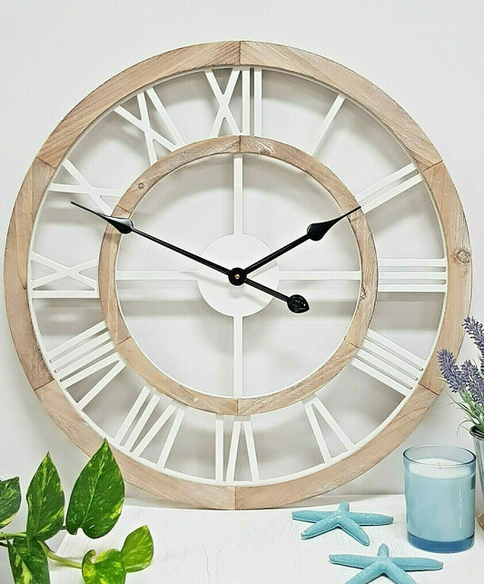 Hamptons Wooden Wall Clock 60cm