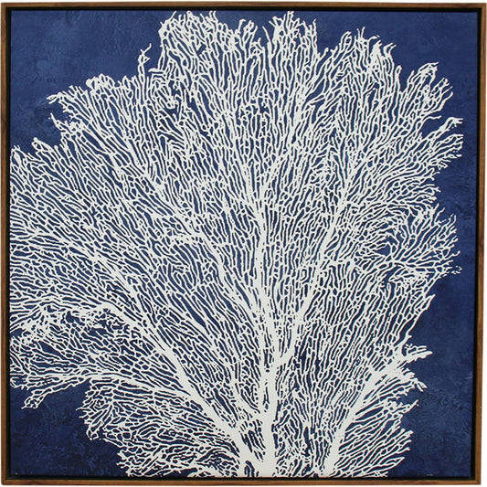 Hamptons Blue White Coral framed canvas print