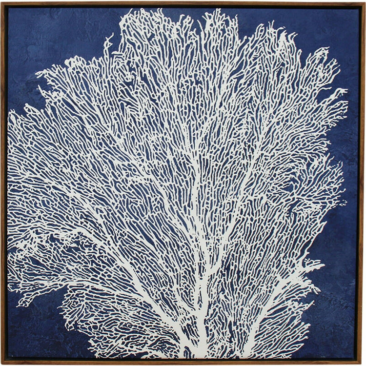 Hamptons Blue White Coral framed canvas print