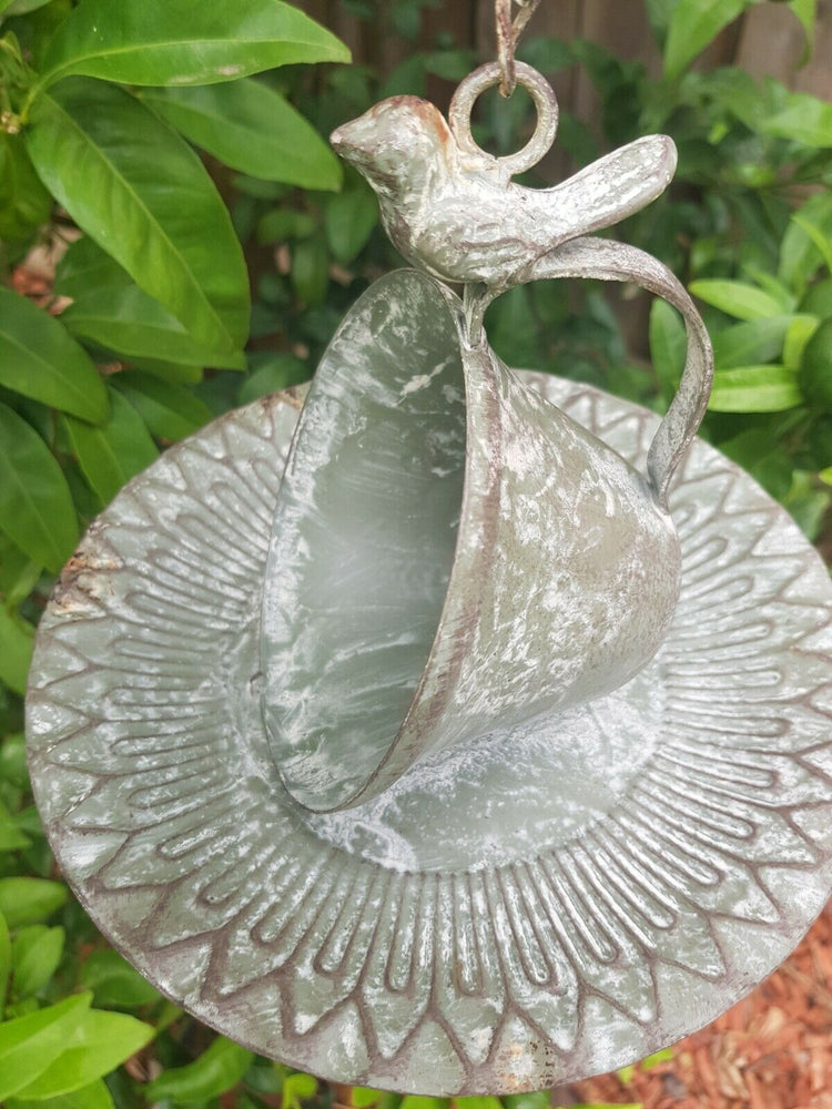 Birdfeeder Cup & Saucer 57cm Wall Hanging Garden Art Ornament