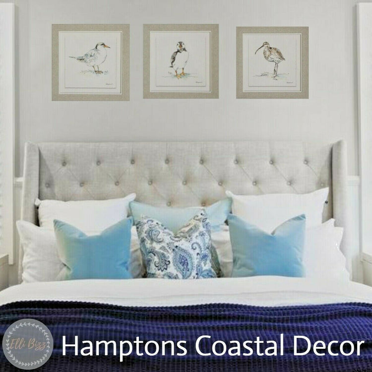 Hamptons Grey & White Framed Print Puffin