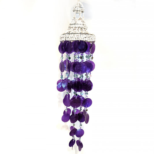 Coastal Shell & Capiz Purple Hanging Windchime 70cm