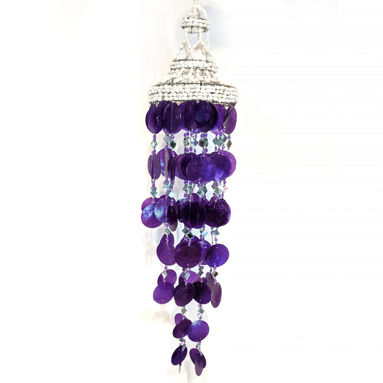 Coastal Shell & Capiz Purple Hanging Windchime 70cm